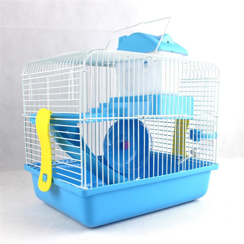 Hamsterbur med tilbehør 2- tier skridsikker små kæledyr levesteder chinchilla hule marsvin pindsvin hus hamster tilbehør