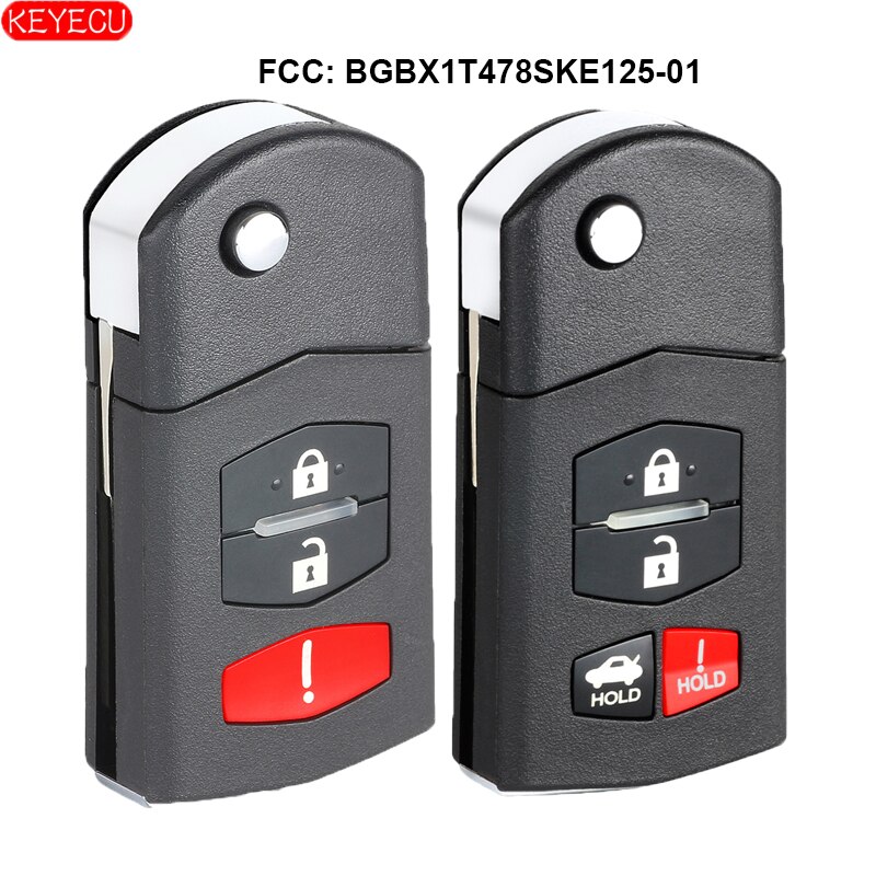 Keyecu Folding Remote Key 3/4 Button Vervanging 315 Mhz 4D63 Voor Mazda 2 3 5 BGBX1T478SKE125-01