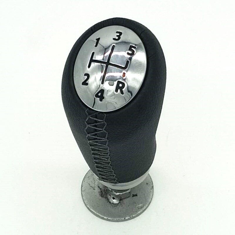 Pommeau de levier de vitesse MT en cuir, 5 vitesses, noir, gris, Beige, pour Renault Megane II, MK2, Scenic 2, Clio 3 III, MK3: black