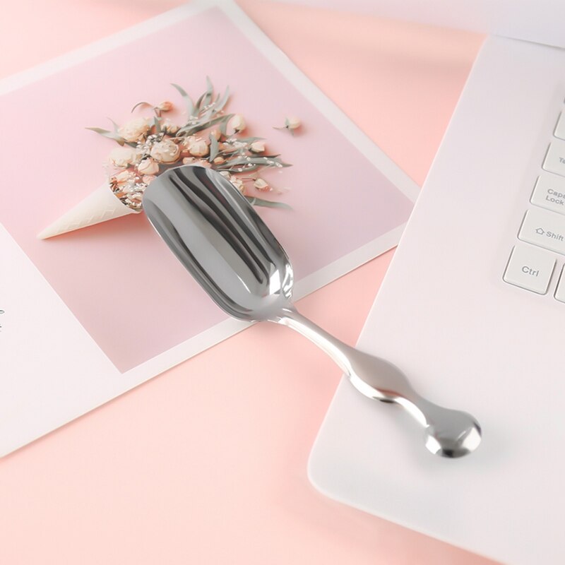 Liten kaffeskje i rustfritt stål te spade teskje lang skaft dessertskje servise