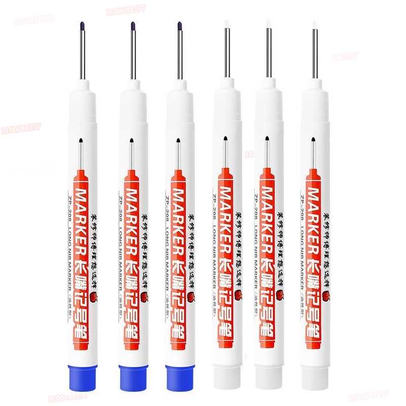 Rotulador de Punta larga de 6 piezas, puede agregar tinta, agujero profundo, bolígrafo largo, escribir tinta blanca y negra, posicionamiento de fábrica multipropósito, Punta 0,7-1,0
