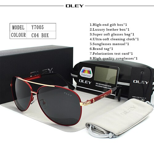 OLEY Luxus sonnenbrille männer polarisierte Klassische pilot sonnenbrille angeln Zubehör schutzbrillen gafas de sol zonnebril mannen: Y7005 C4 BOX