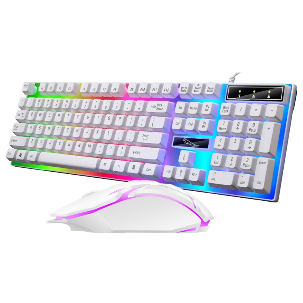 Kablet gaming tastatur og mus sett fargerik led bakgrunnsbelyst usb gaming tastatur mus for bærbar pc spillere nk-shopping