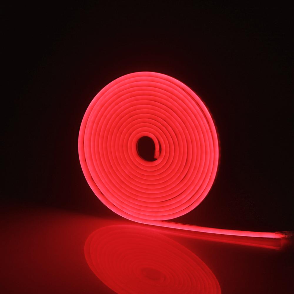 1 rulle 5m led neonlys 12v gør-det-selv neonskilt tape 7 farver vandtæt baggrundsbelysning led strip lys hjemme patis indretningslampe: Rød