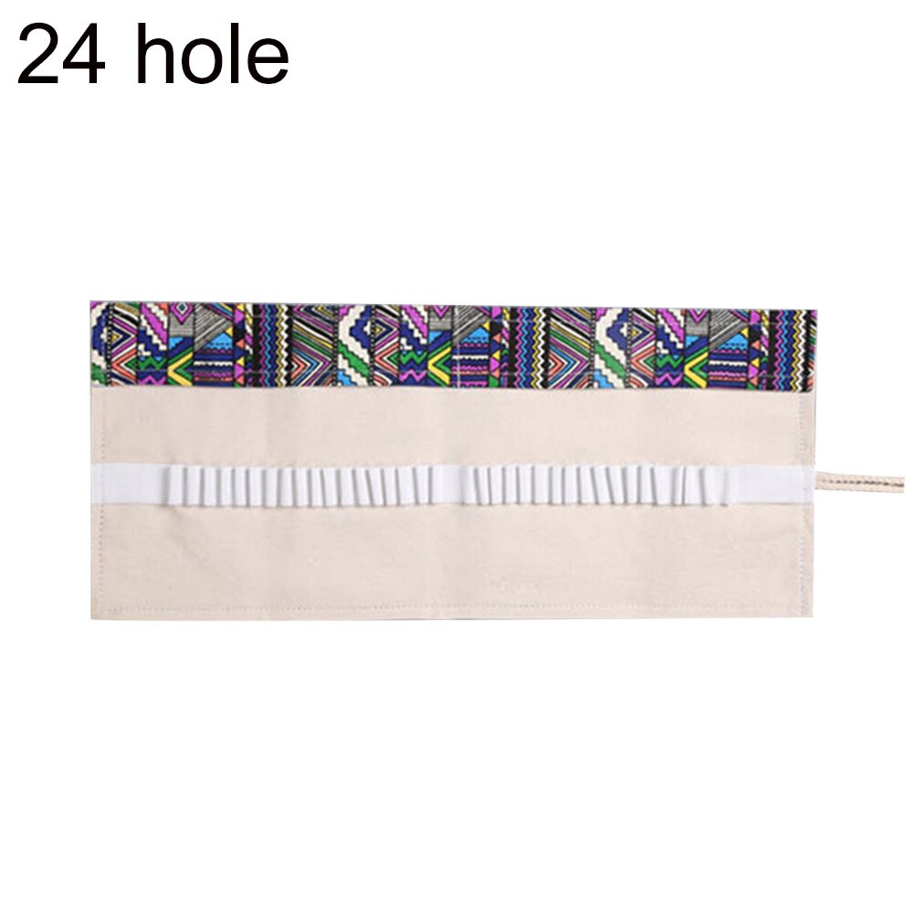 12/24/36 huller pige dreng penalhus pen taske lærred rulle stationær holder panel: Etniske 24 huller