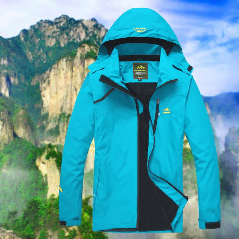 Outdoor Hiking jacket Spring autumn Women windproof waterproof thin hooded Windbreaker climbing camping Trekking Fishing coat: blue / M
