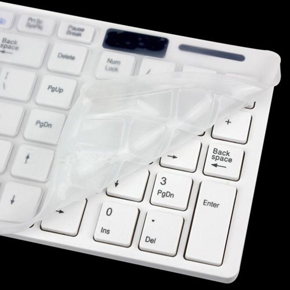 Modern Pure White Ultra Thin 2.4GHz Wireless Keyboard + Keyboard Cover +B Receivcer Mouse Kit for Desktop PC