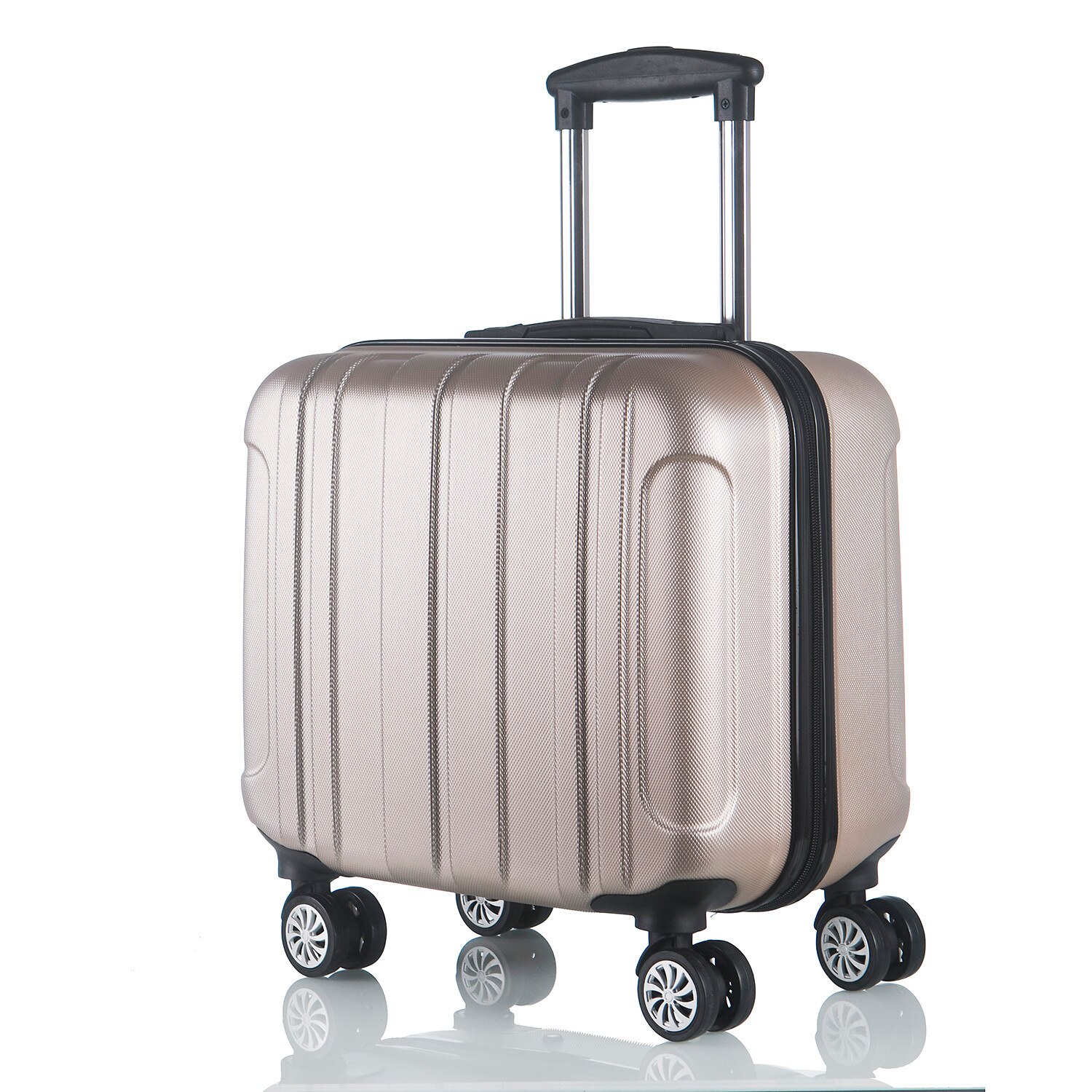 Business travel small suitcase 16 inch stewardess boarding case universal wheel 17 inch trolley case male and female code lock: champagne