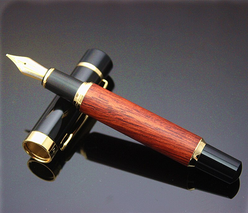 Jinhao Luxe hout vulpen inkt pen 0.7mm nib Caneta Briefpapier kantoorbenodigdheden met pen tas voor