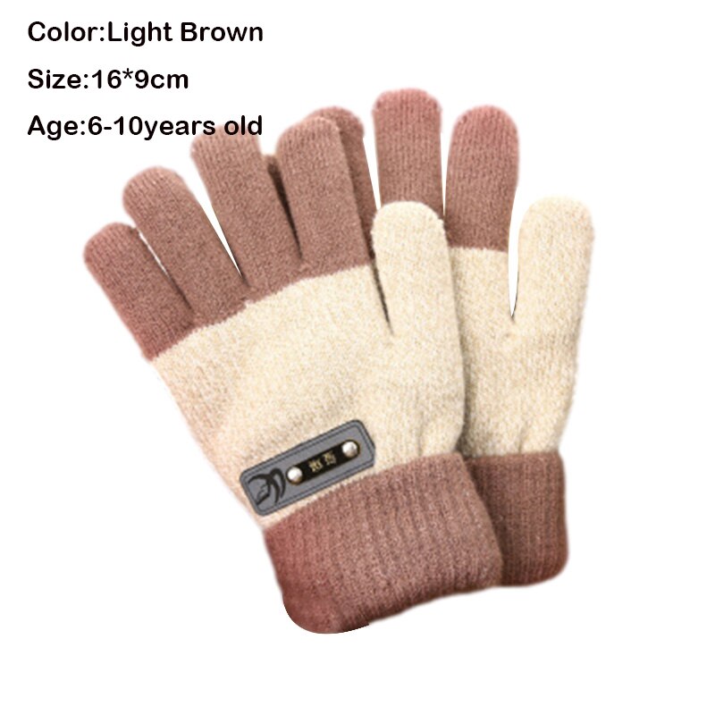 Children's Warm Gloves Kids Boys Thicken Keep Warm Finger Mittens Soft Multicolor Mosaic Color Children's Accessories: M