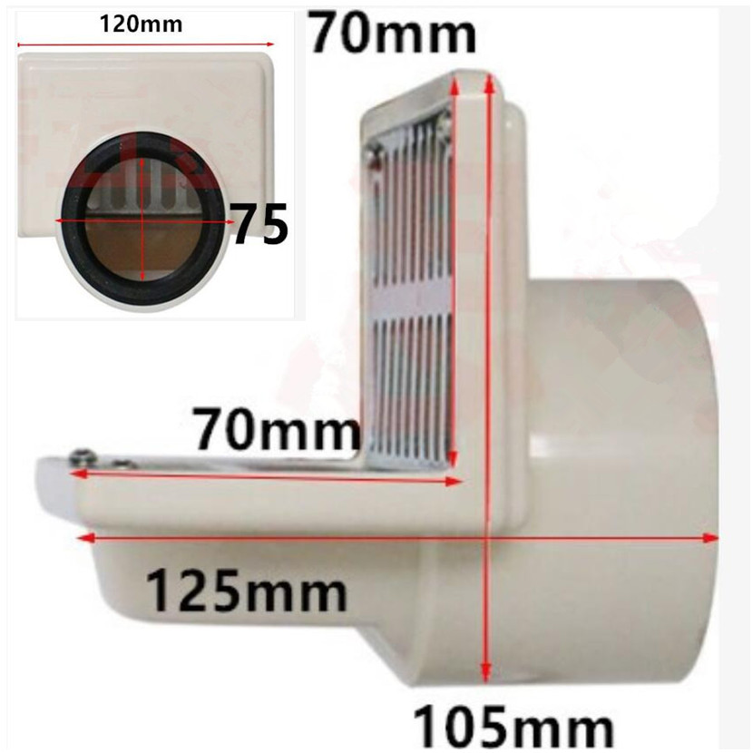 304 Stainless Steel Wall Side Row Dual-purpose Floor Drain PVC75 PVC56 PVC50 PVC40Tube Balcony Wall Corner Floor Drain