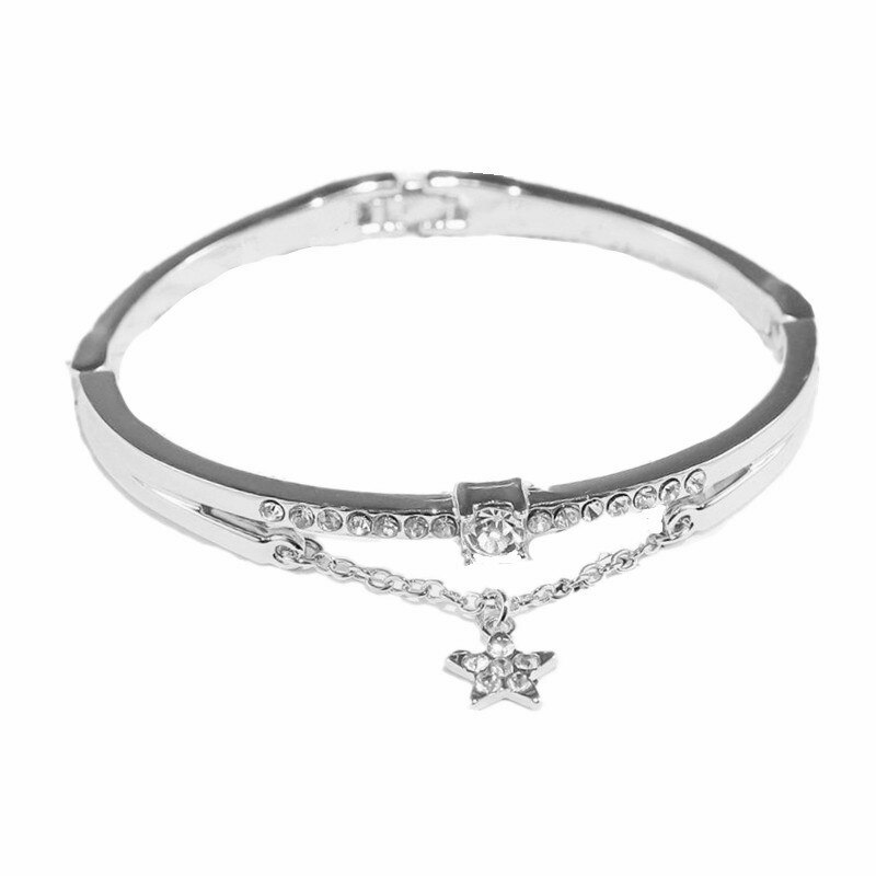 B001 Koreaanse Versie Vol Boor Armbanden Vrouwelijke Eenvoudige Honderd Sterren Verse Meisje Liefde Honing Armband Sieraden: Silver