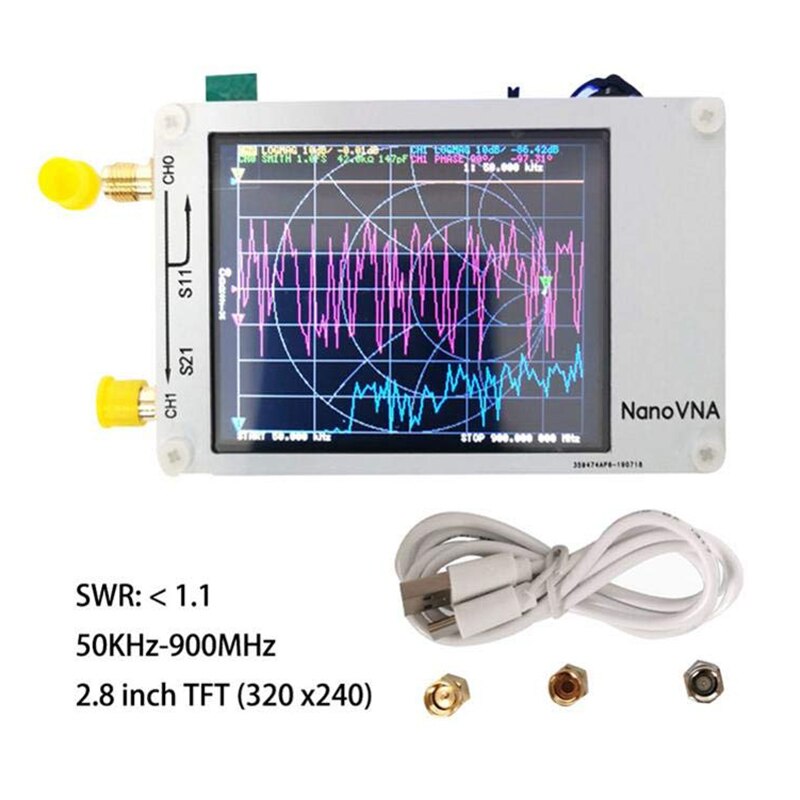 Analizador de red de Vector NanoVNA HF VHF UHF Analizador de antena de onda corta