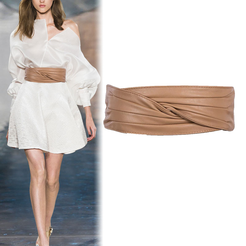 Cintos largos para mulheres, cintura, vestido decorativo com saia, corpo-shaping, cáqui, preto, estilista elegante, luxo, novo