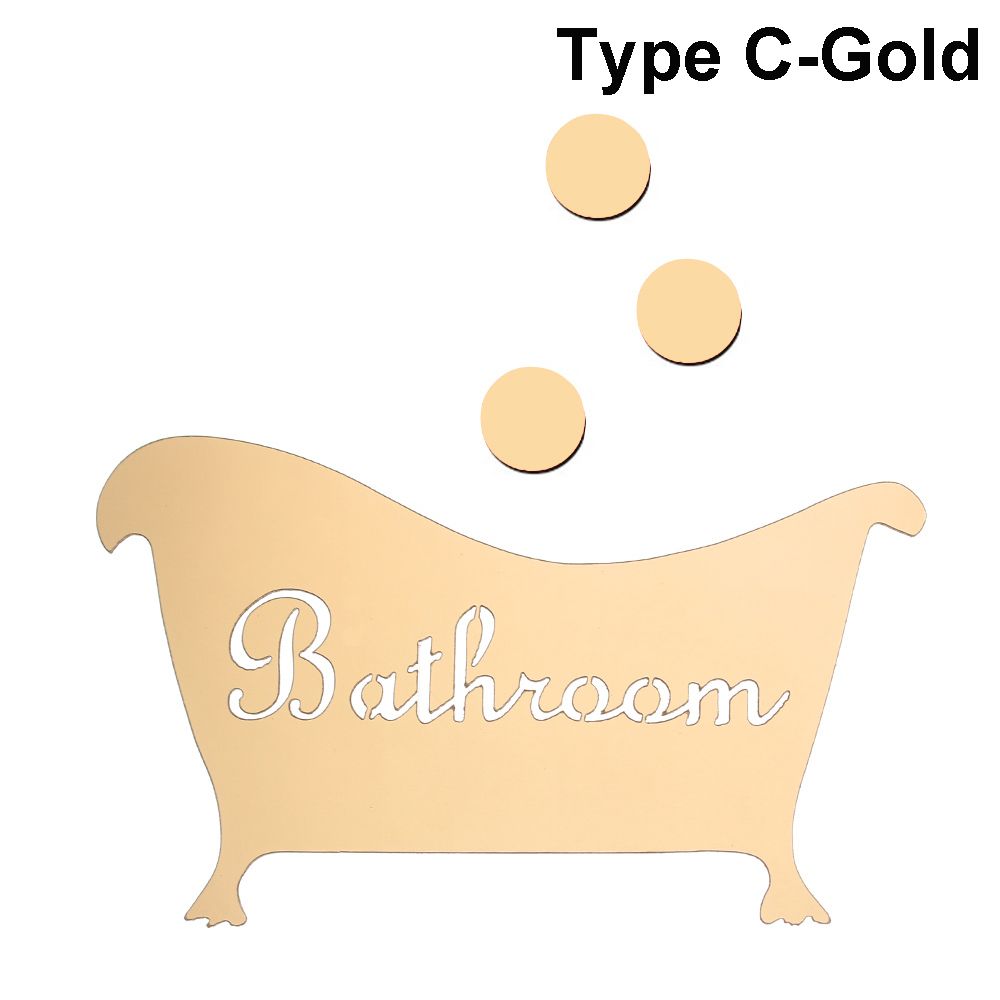 3D Muursticker Vrouw Man Spiegel Oppervlak Vinyl Decal Wc Entree Aanmelden Grappige Wc Decoratie Diy Verwijderbare Washroom Deur Poster: Gold-C