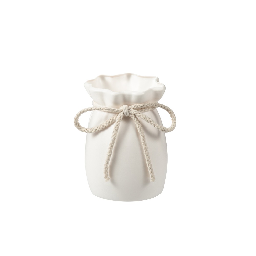 Home White Flower Vase Plastic Bow Plant Bottle Desktop Decor Ornament Garden: WHITE