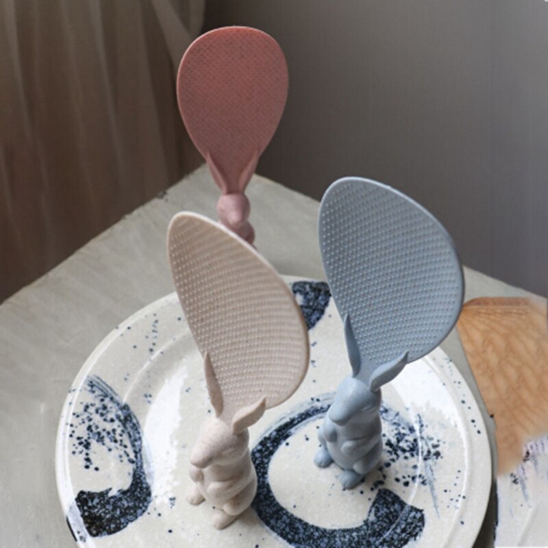 Kitchen Tools Cute Lovely Rabbit Shaped Standing Rabbits Rice Paddle Non Stick Spoon For Sales