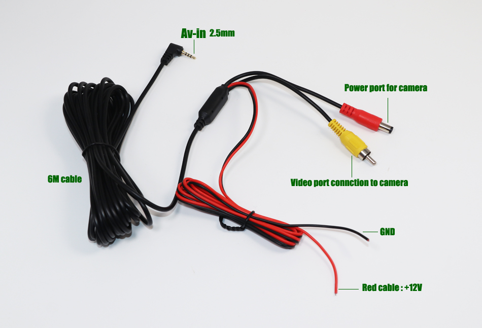 Cable de entrada de vídeo de navegación GPS con enchufe av-in de 2,5mm, puerto AVIN, Cable de 6M para cámara de marcha atrás de visión trasera de coche, conexión a GPS portátil