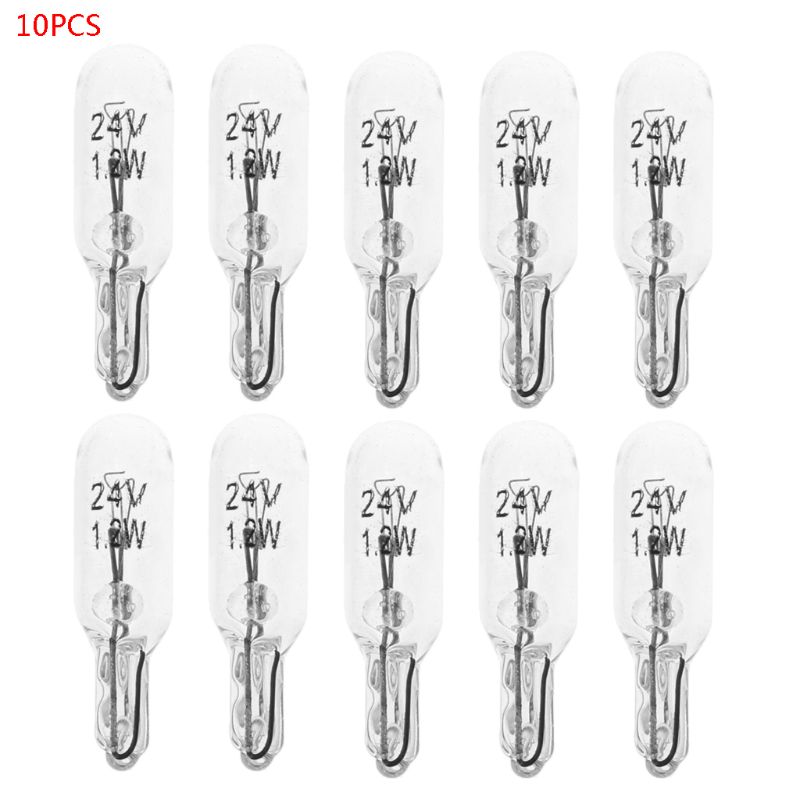 10Pcs T5 W5W White Color 1.2W 194 501 Halogen Bulb Side Wedges Car Light Source Instrument Lamp