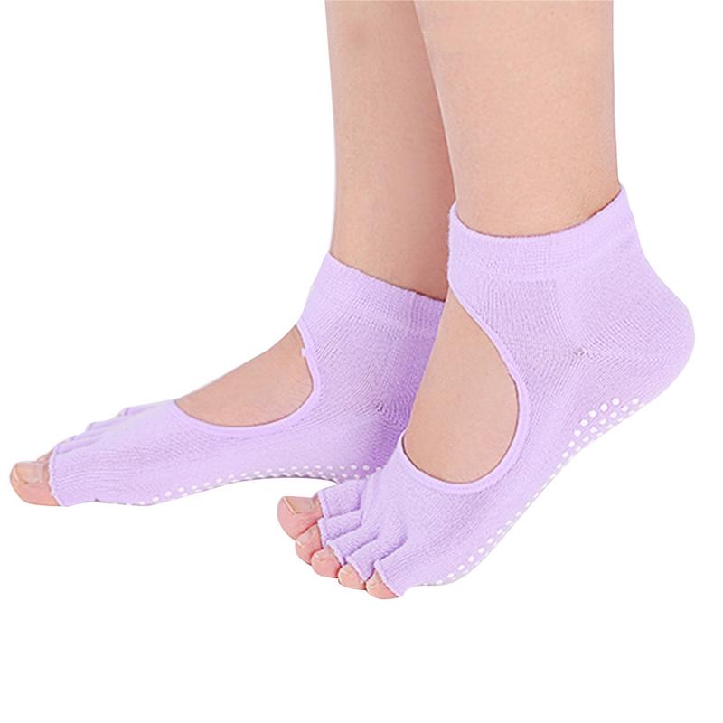 Open Toe Back Yoga Socks Breathable Non-skid Sweat-absorbent Five Toes Short Socks With A Hole For Ladies: D