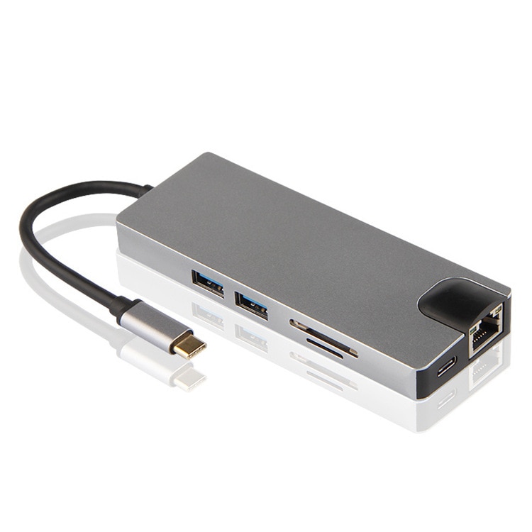 Type-C Naar Hdmi Type-C Docking Station Hdmi Vga Gigabit Netwerkkaart Usb Kaartlezer Alle In een Acht In Een