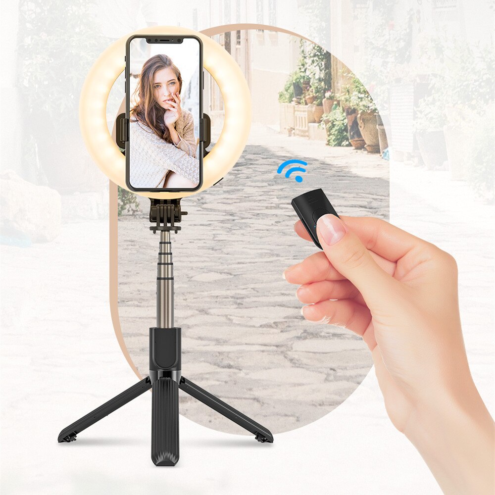 Blitzwolf BW-BS8 Pro Bluetooth Selfie Stok Met Licht Invullen Draagbare Opvouwbare Selfie Stok Statief Voor Smartphone Voor Vlog Living