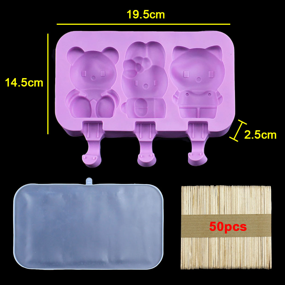 Moldes de silicona para helado DIY, molde para paletas de mano casero, molde para palitos de queso, bandeja de hielo con tapa: Morado
