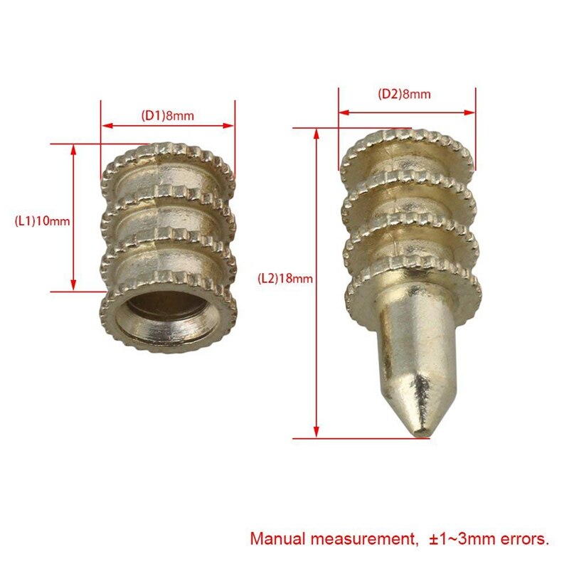 8x20mm Gold Zinc Alloy Table Leaf Dowel Aligner Pin Sets Table Top Leaf Alignment Pins Set of 50