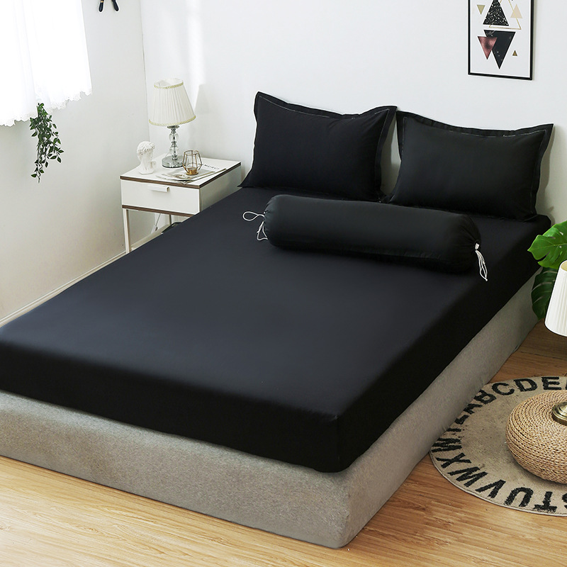 Effen Kleur Zwart All-Inclusive Matrashoes Zachte Schuren Koning Queen Size Bed Hoeslaken Niet Inclusief Kussensloop