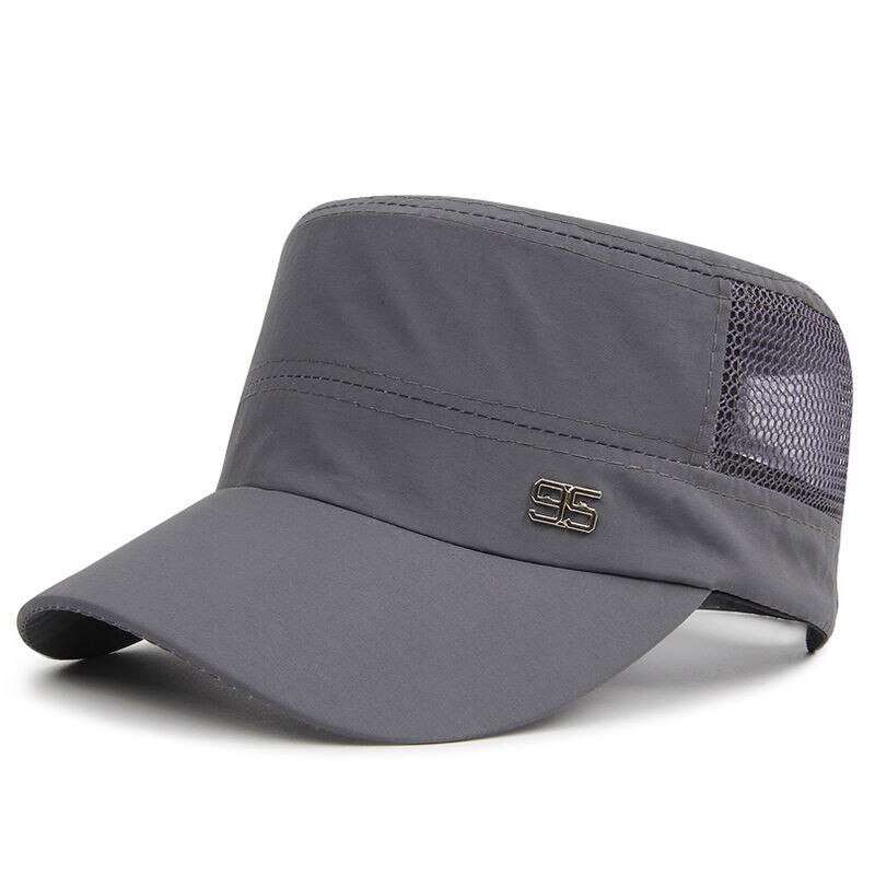 Mode Zomer Mannen Vrouwen Sneldrogende Platte Hoed Licht Zonnehoed Shading Netto Caps Verstelbare Zomer Ademend Mesh Baseball cap: Gray