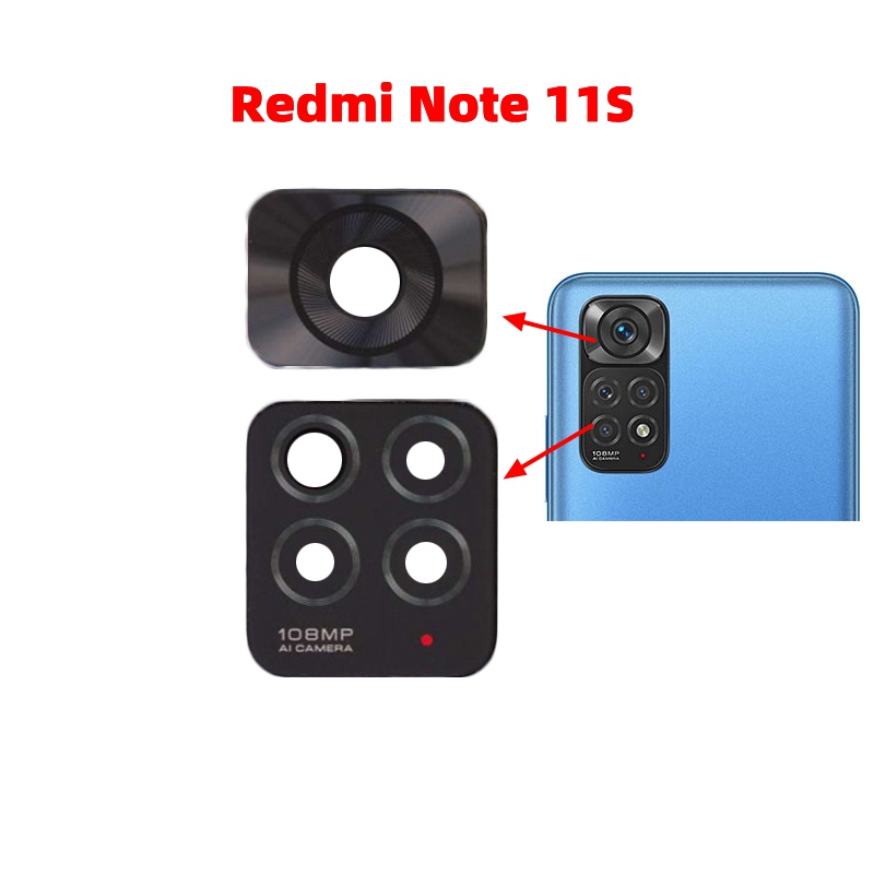 Vetro dell'obiettivo della fotocamera per Xiaomi Redmi Note 11, 11S, 11 Pro 4G/5G Parti per smartphone con obiettivo in vetro per fotocamera posteriore: Blu scuro