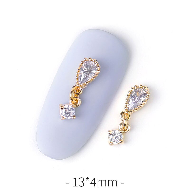 2 pieces water Crystal Dangle Chain Charms Nail Jewelry Decorations 6 type luxury Zircon Crystal Rhinestones For Nails: 121-3