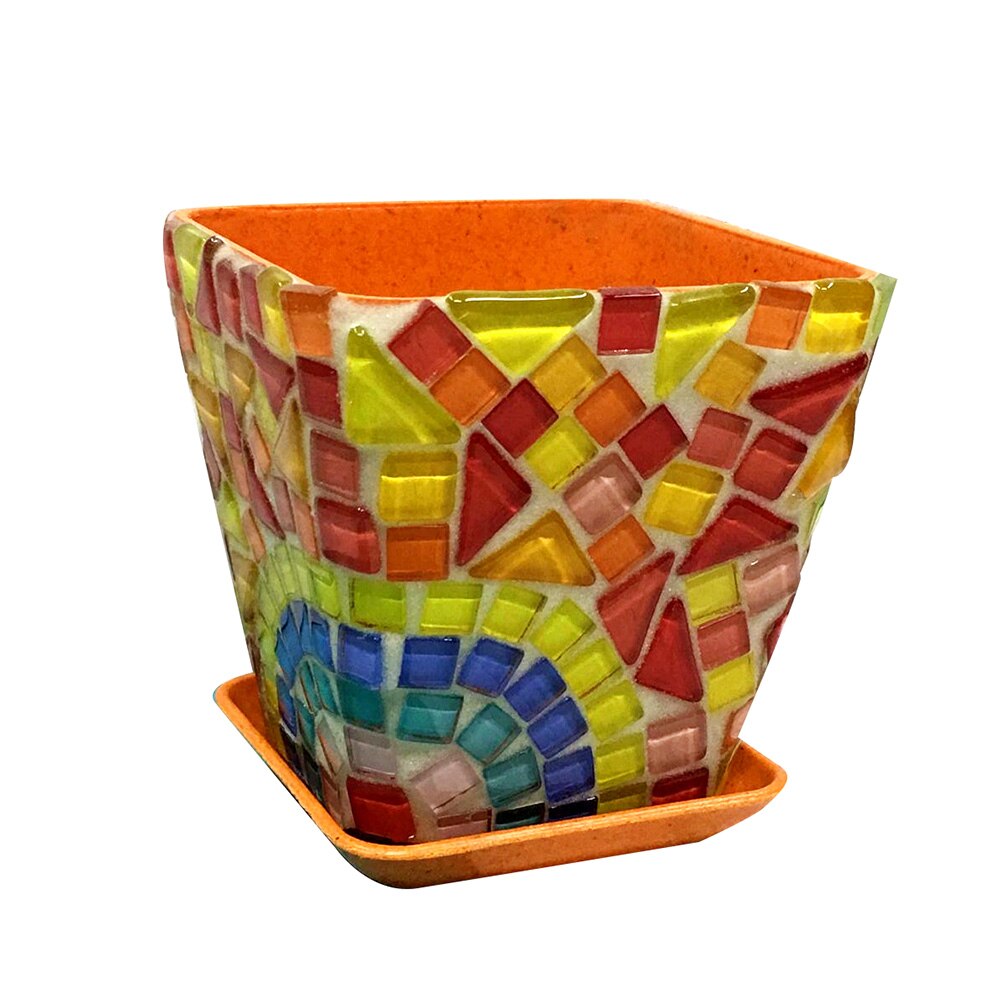 Mini maceta de plantas suculentas Multicolor, mosaico de arte polígono, azulejos, Material para manualidades y manualidades DIY: 3