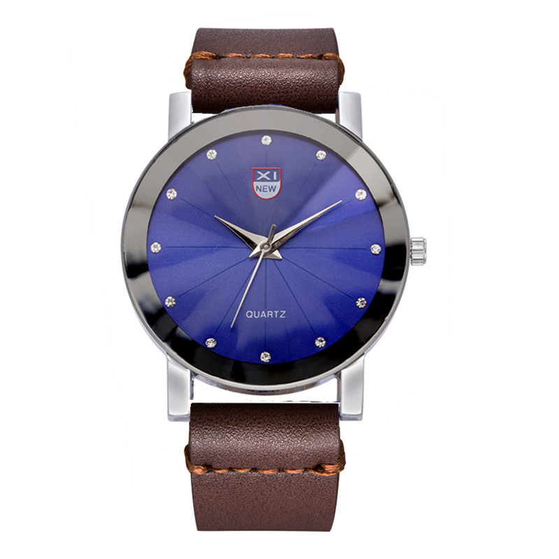 Relogio Masculino Xinew Goedkope Horloges Voor Mannen Mode Lederen Band Eenvoudige Quartz Polshorloge Erkek Barato Saat Zwart: Blauw