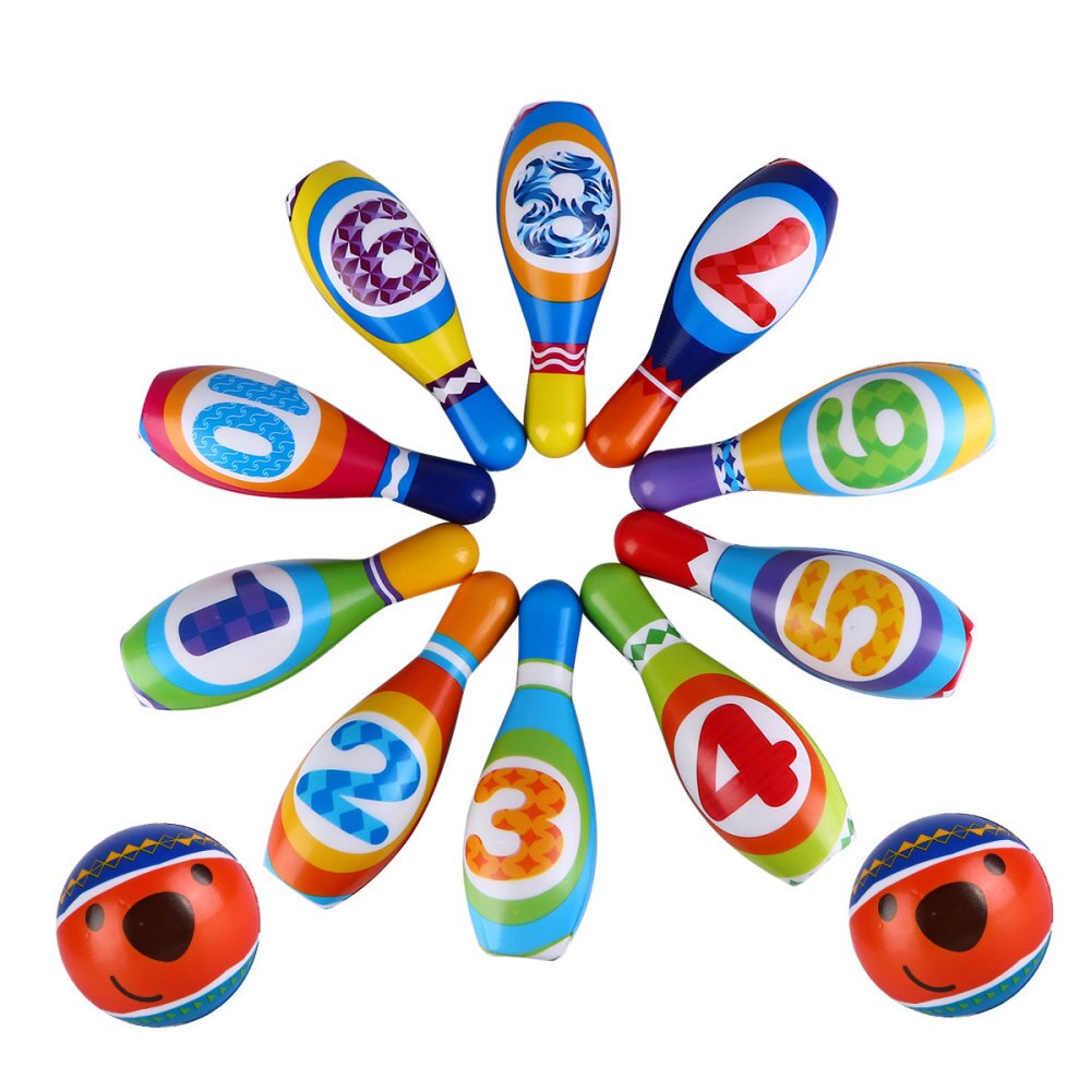 1 Set Large PU Solid Bowling Ball Kit Durable Children Sports Plaything Indoor Sports Tool Exercise Accessory for Toddler