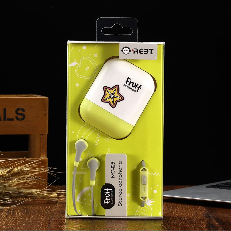 Écouteurs intra-auriculaires mignons pour fille enfants avec micro 3.5mm écouteurs universels de fruits stéréo compatibles avec SmartPhone: yellow