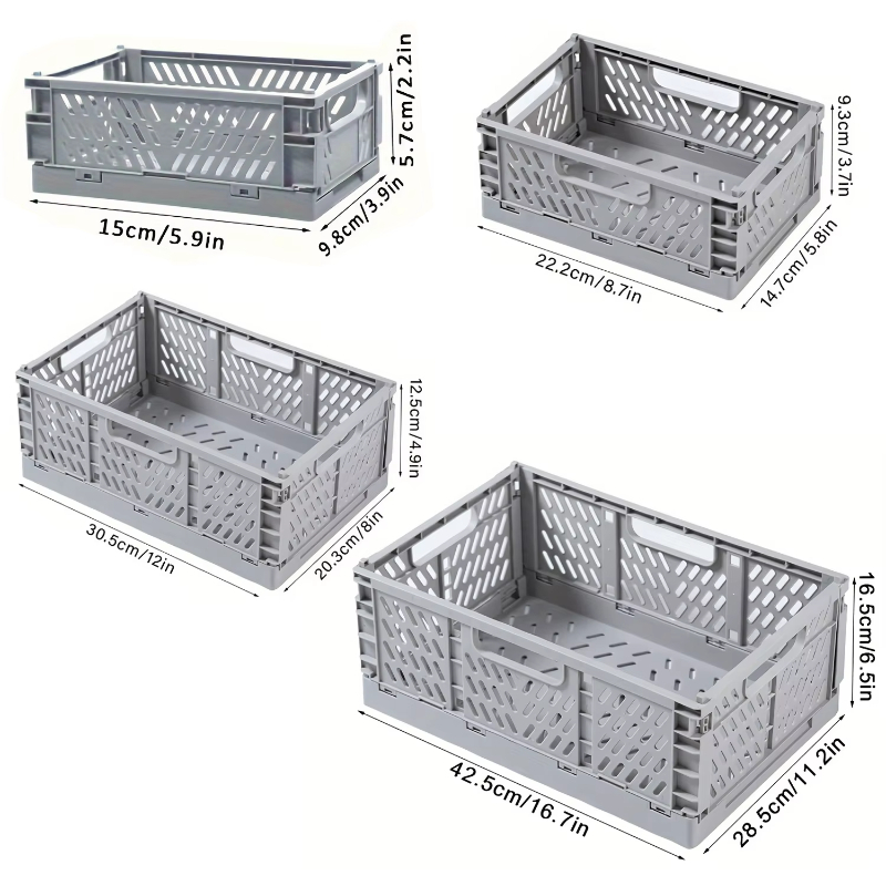 1Pcs Plastic Foldable Storage Crate Folding Basket Portable Stackable Makeup Jewellery Toys Boxes for Storage Box Organizer