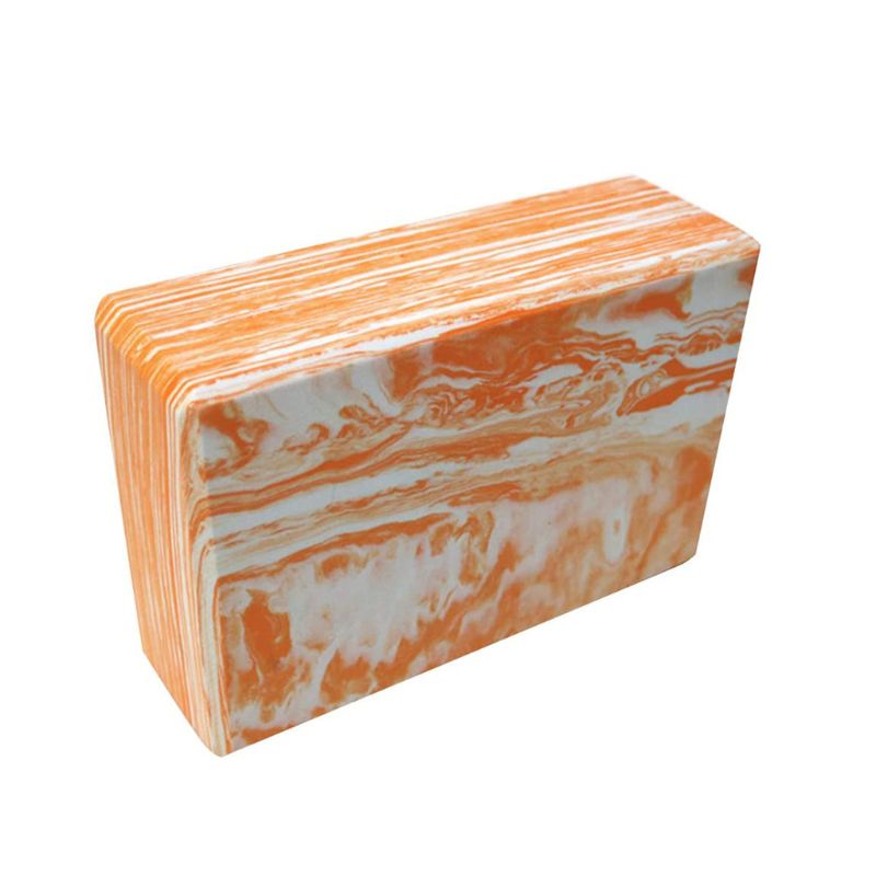 Yogablok en yogablok van eva-schuim met hoge dichtheid ter ondersteuning van het evenwicht en ter verdieping van de poses, zacht schuimoppervlak met antislipoppervlak: Oranje