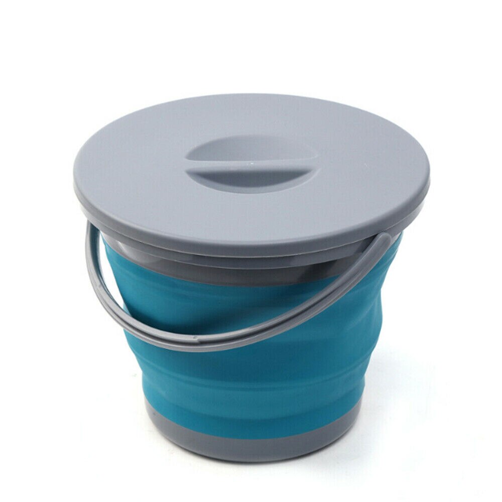 Sammenklappelig sammenklappelig skovl 5 liter, silikone sammenklappelig skovl køkkenhave vandbærer: Blå