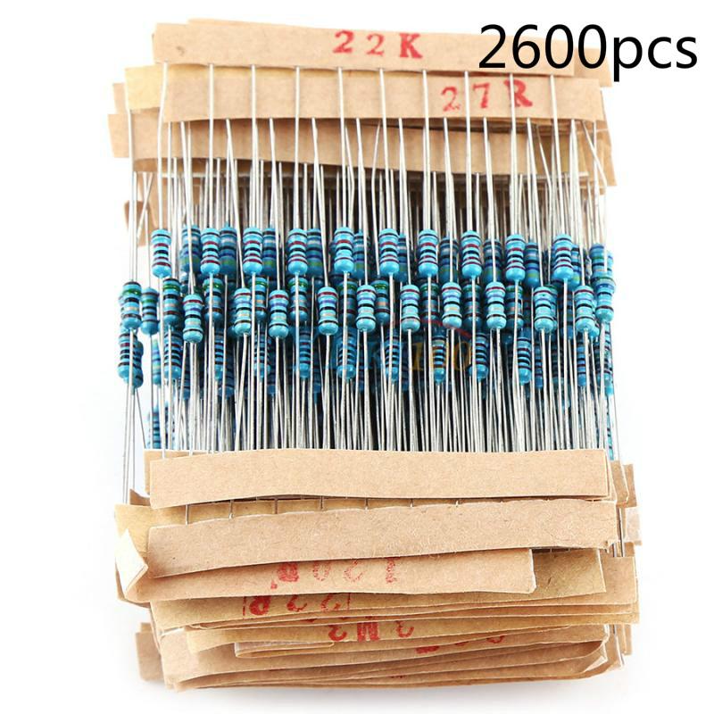 2600 Stks/set 130 Waarden 1/4W 0.25W 1% Metal Weerstanden Diverse Pack Kit Weerstand Lot