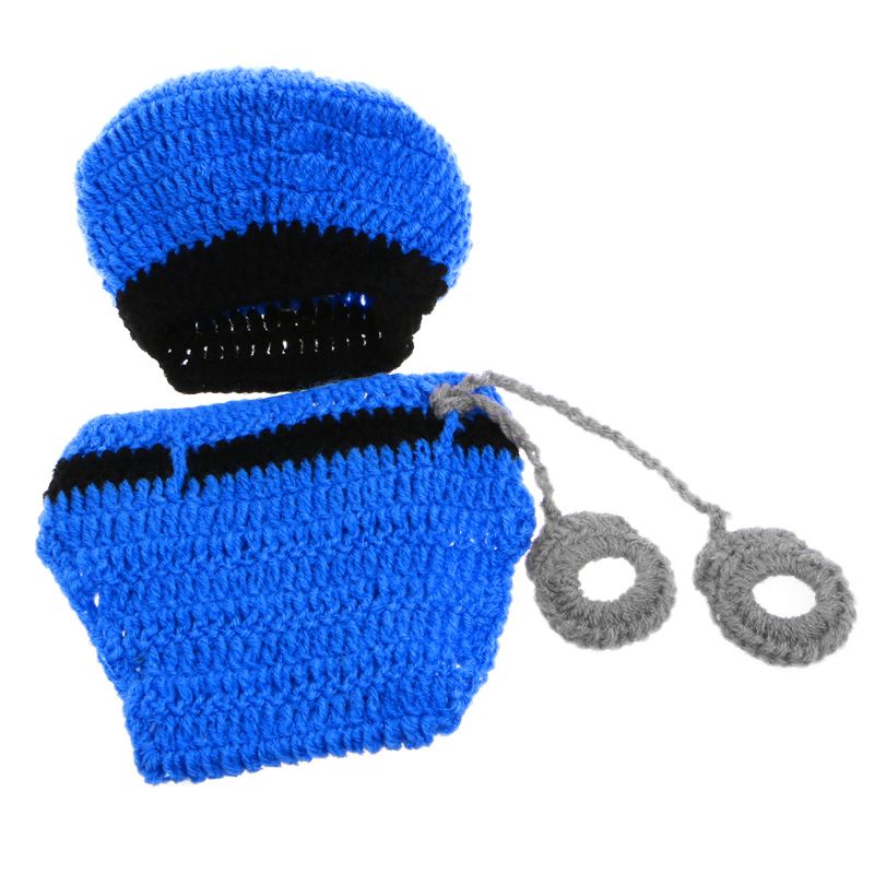 neue Neugeborenen Polizei Fotografie Requisiten Kleinkind Kleinkind Kostüm Outfit Häkeln beschädigen7_30