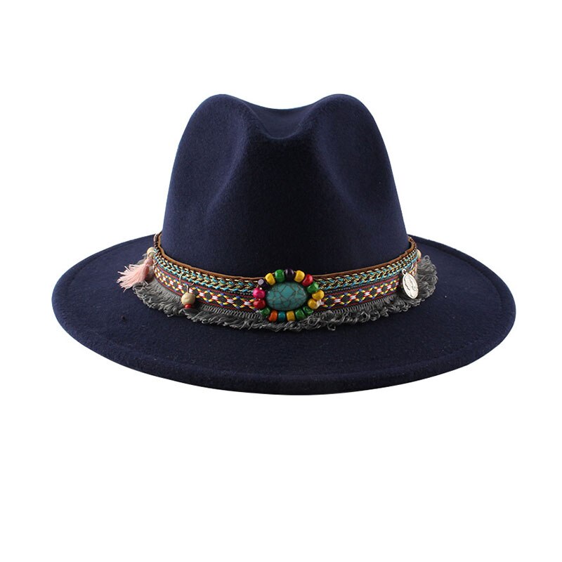 Overdådigt panama hat hip hop filt hat cap til hovedomkreds 55-58cm d88