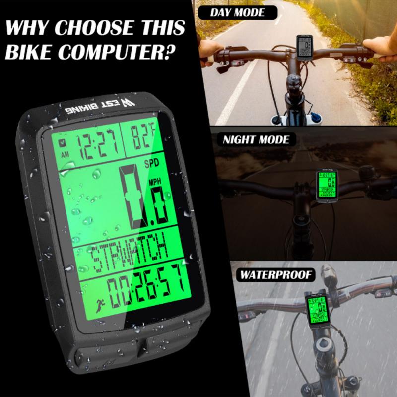 LED Digital Bicycle Computer Large Screen Wireless... – Grandado