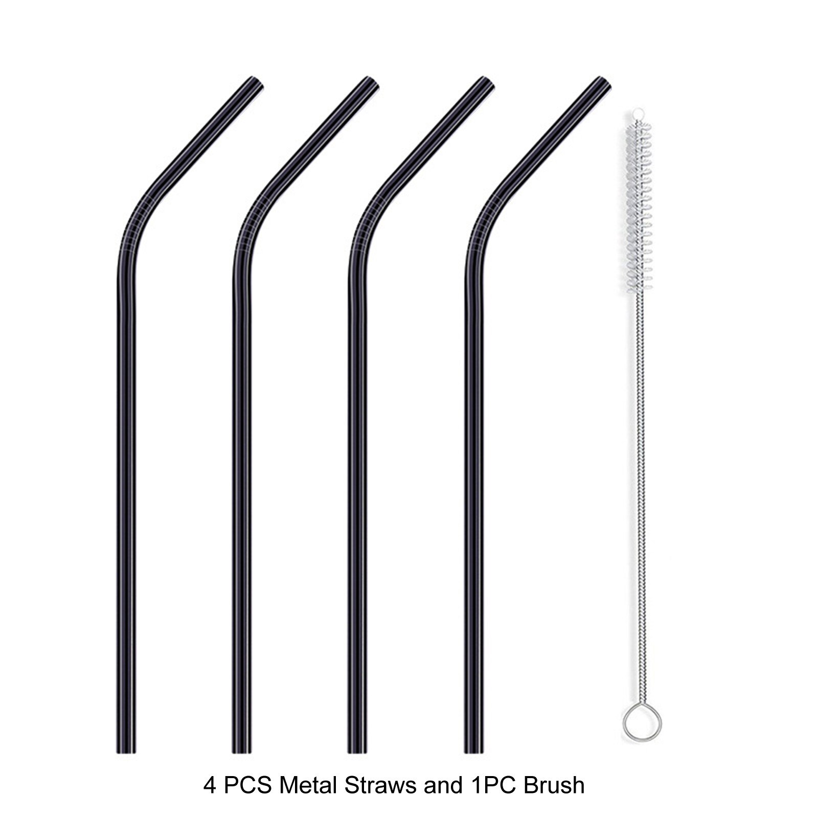 House Reusable Stainless Steel Straws Metal Straight Bent Drinking Straws with Cleaner Brush Reusable Straw Party Bar Accessorie