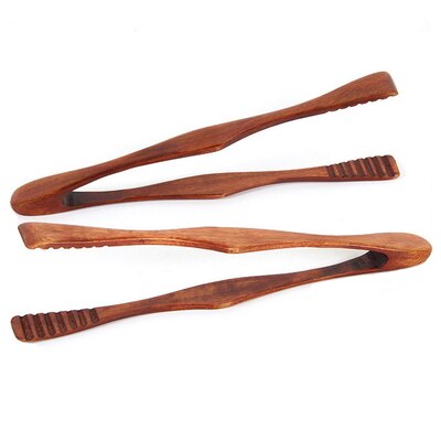 27 CM pinza de madera pinzas para alimentos pinzas de cocina antideslizante antideslizante bambú cocinar hornear barbacoa barbacoa pan ensalada pinzas barra de cocina del hogar herramientas de protección ambiental: 2pc