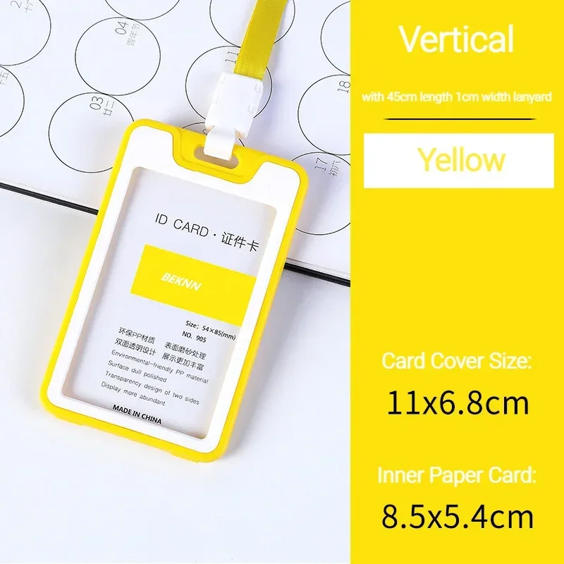 Porte-carte sangle de cou avec lanière porte-Badge carte d'identité de travail Bus couverture d'identité d'affaires porte-carte en plastique sacs fournitures de bureau: YELLOW