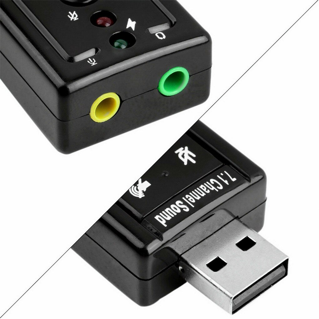 USB 7.1 Channel Sound Adapter Portable Driverless External Stereo Card Audio USB Device for Desktop or Notebook systems