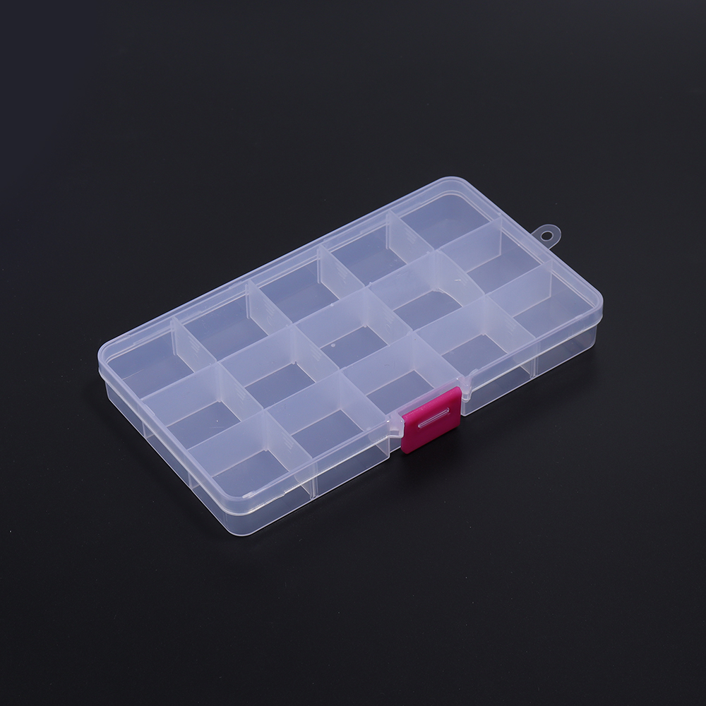 10/15 Grids Plastic Jewelry Box Storage Case Craft Jewelry Beads Earrings Compartment Adjustable Display Organizer Container: Red