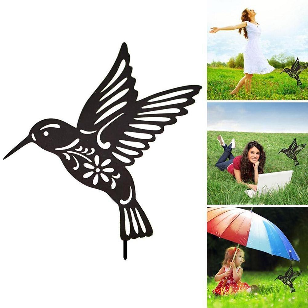Simulate Hummingbird Statues Garden decor Metal crafts Animal Stake Sign Bird Yard Art Sculptures Yard Lawn Decoration