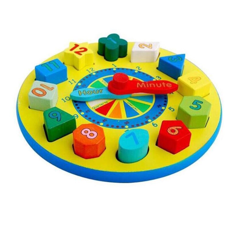 Useful Early Childhood Mental Shape Matching Wooden Child Wooden Blocks Colorful Digital Clock Educational Learning Toys